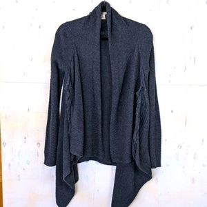 Lucky Brand dark gray fringe cardigan S